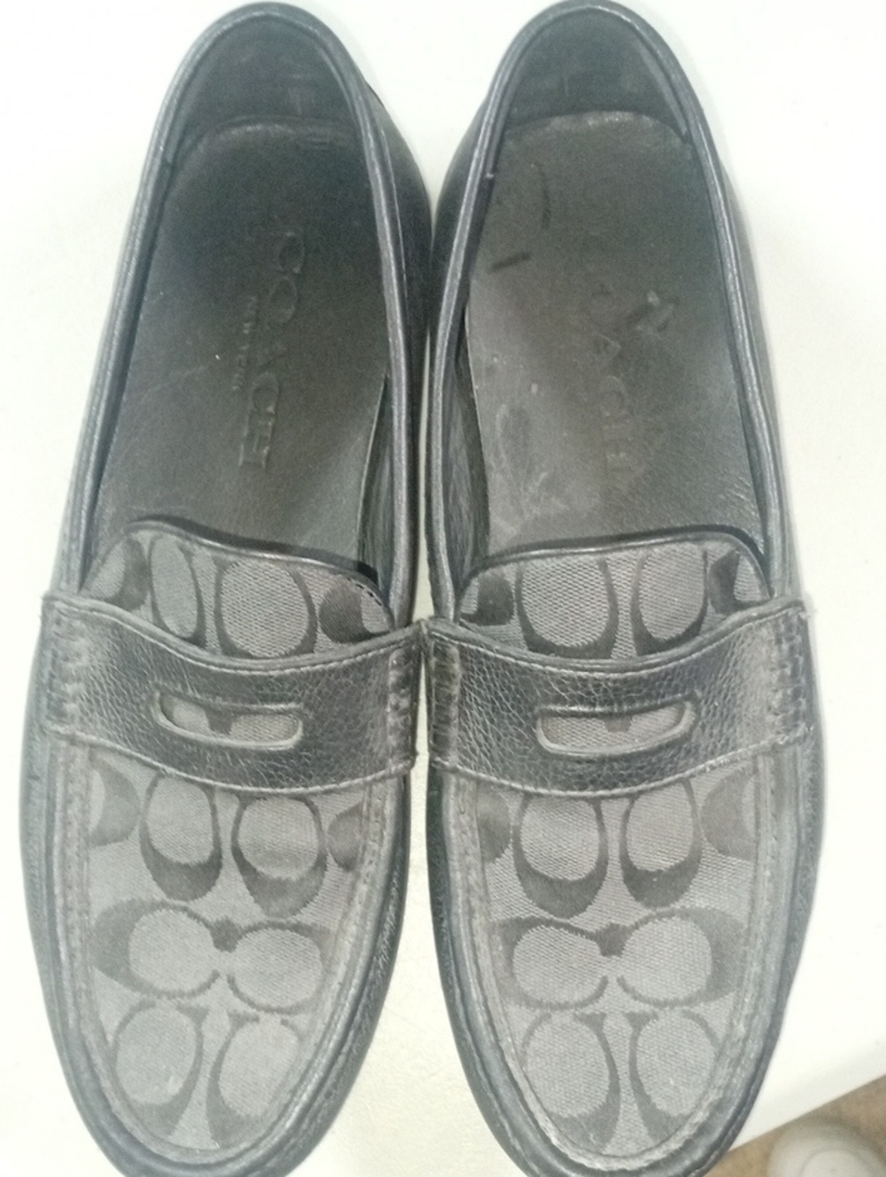 Coach Men’s Black Signature Monogram Slip-On Loafers